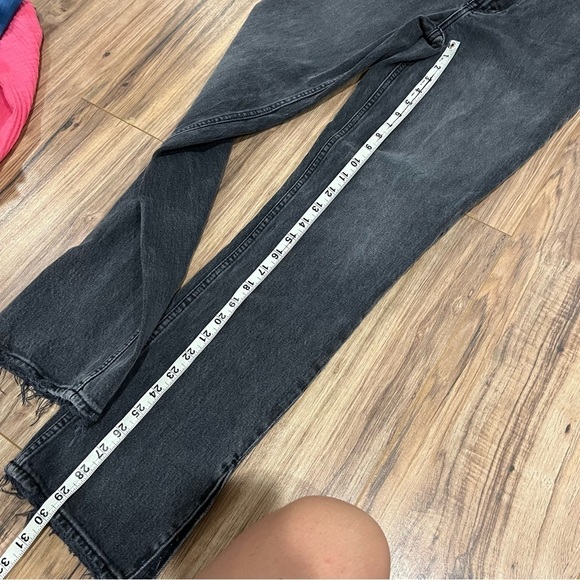 Abercrombie & Fitch 90's Straight Ultra High Rise Jeans Curve Love black slit - Picture 8 of 9